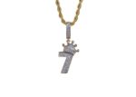 14 kt Lucky Number 7 King Crown Pendant