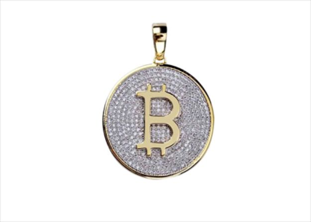 Bitcoin Shaped Micro Pave Pendant