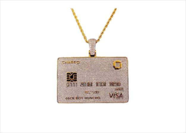 14 KT Gold Plated Iced Out Credit Card Pendant