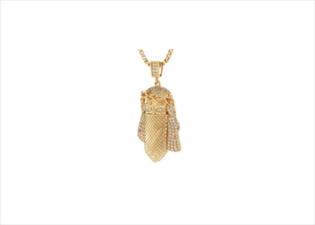 14 KT Gold Plated CZ Masked Jesus Pendant