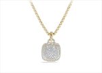 Gold Plated CZ Studded Cushion Shape Micro Pave Pendant