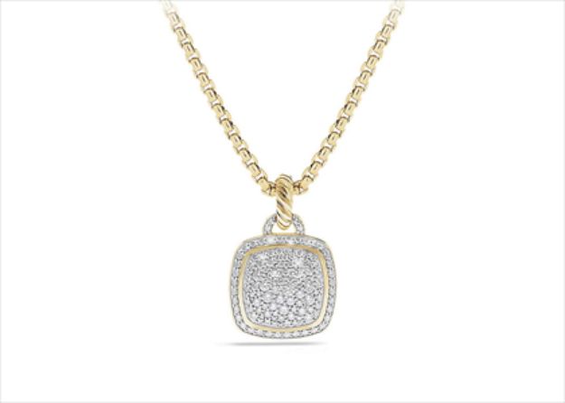 Gold Plated CZ Studded Cushion Shape Micro Pave Pendant