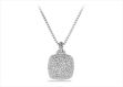 Rhodium Plated CZ Studded Cushion Shaped Pendant