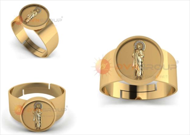 Gold Plated CZ Studded Saint Jude Ring