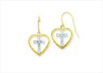 Heart Shape Religious Dangle Cross Earring
