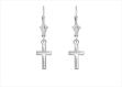 Rhodium Plated Religious Cross Earring