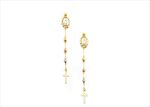 Three Tone Plated Mother Mary Cross Dangle Earring