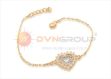 Two Tone Plated CZ Hollow Heart Bracelet