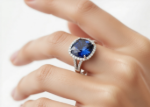 Blue & White Sapphire Cushion Halo Engagement Ring