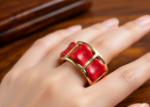 gold plated colored leather ring