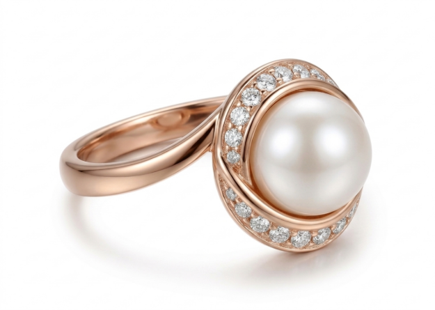 cz studded pearl ring