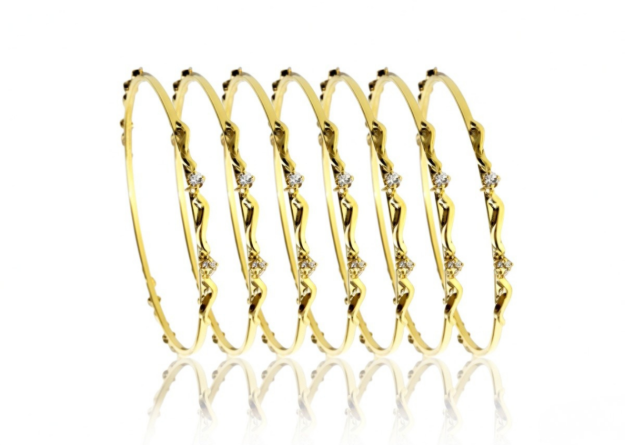 gold plated cz studded bangle