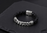 Curb Chain Leather Bracelet for Men