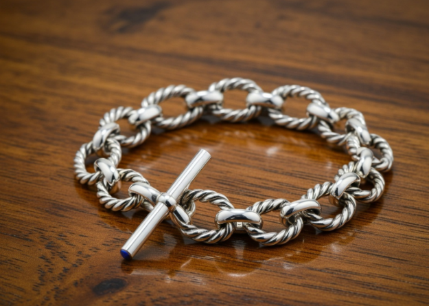 Silver Tone Toggle Bracelet