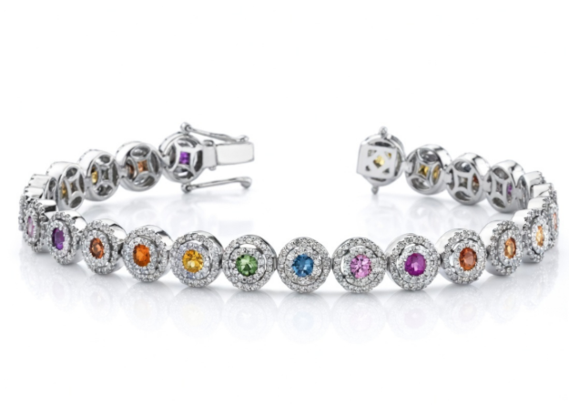 Silver & Multicolor Gemstone Bracelet
