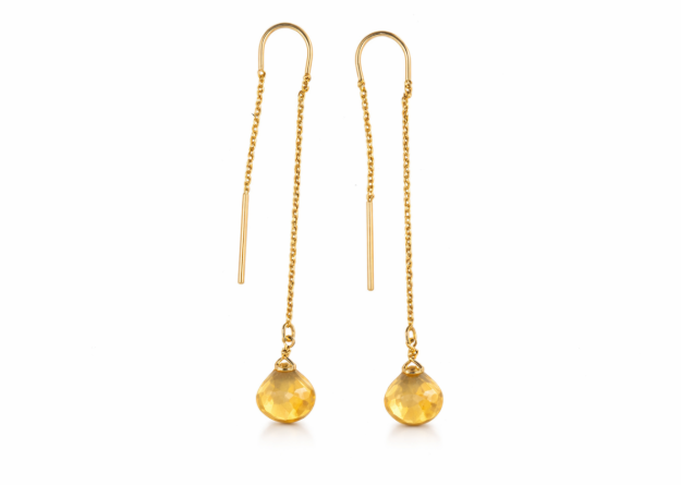 citrine threader earrings