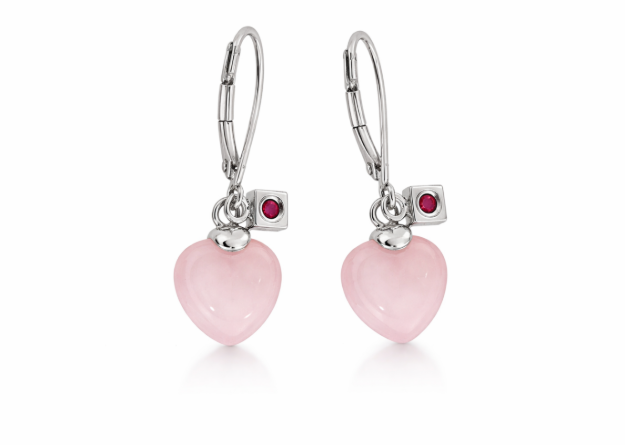 pink heart gemstone earrings