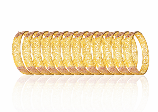 three tone plated gallery bangles