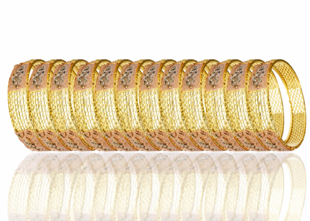 three tone plated gallery bangles