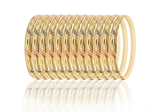 6mm half round tri color bangles