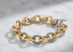 Two Tone Plated Twisted Link Chain Bracelet
