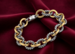 Two Tone Plated Twisted Link Chain Bracelet
