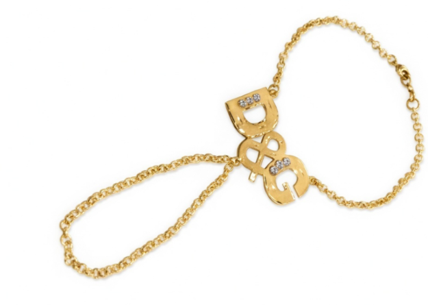 Gold Plated CZ Studded Womens D&G Bracelet