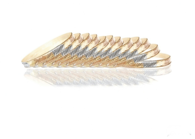 three tone plated side veni bangles