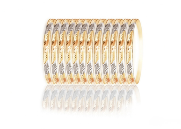 three tone plated side veni bangles