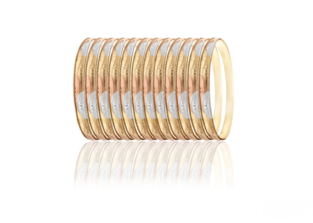 three tone plated side veni bangles