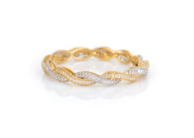 two tone plated twisted bangles