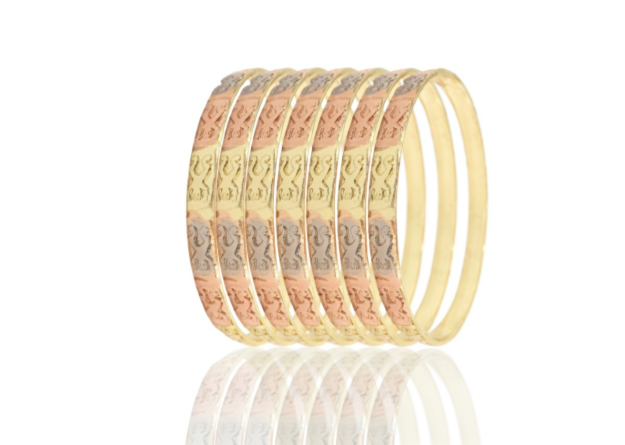 6 mm Three Tone Plated Punched Bangles