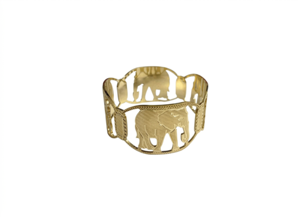 Gold Plated Elephant CNC Bangle