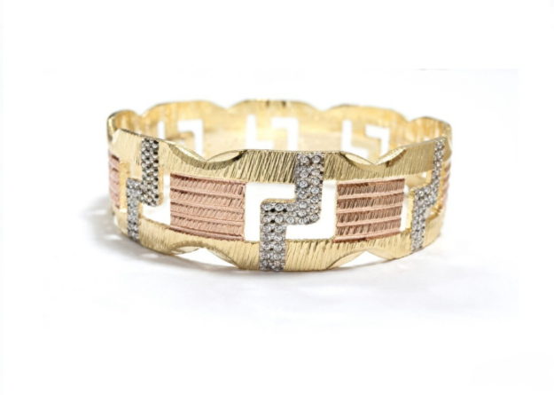 3 tone plated gallery bangles