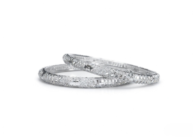white gold plated lace bangles