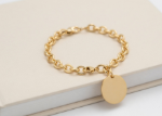 gold plated round charm bracelet