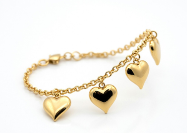 gold plated heart charm bracelet