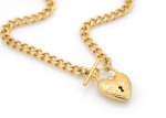 gold plated toggle heart charm bracelet