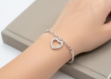 silver plated CZ heart charm bracelet