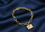 mens gold chain charm bracelet