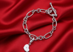 silver heart bracelet toggle clasp