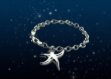 rhodium plated starfish charm bracelet