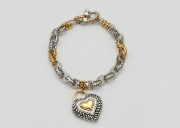 two tone hip hop charm bracelet