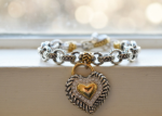 dual tone charm bracelet womens