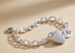 CZ studded heart bracelet womens