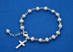 silver pearl cross bracelet womens