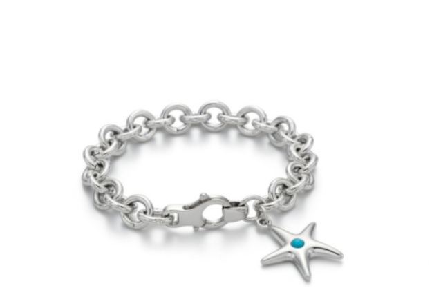 silver plated starfish gemstone charm bracelet
