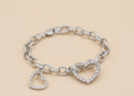 CZ studded heart bracelet womens