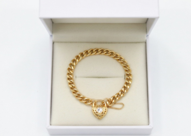 gold plated mens heart charm bracelet