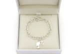 silver plated toggle charm bracelet